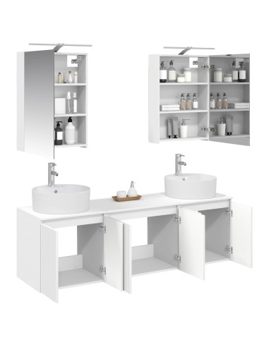 Set di Armadi da Bagno 5 pcs Bianco Legno ingegnerizzato