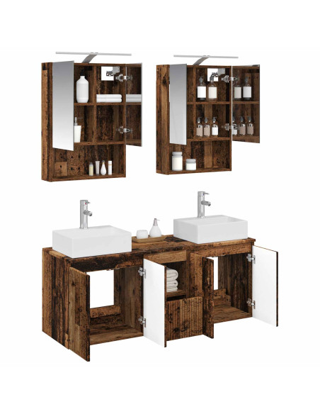 Set di Armadi da Bagno 5 pcs Legno antico Legno ingegnerizzato