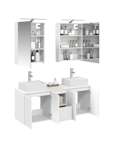 Set di Armadi da Bagno 5 pcs Bianco Legno ingegnerizzato