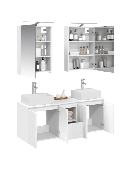 Set di Armadi da Bagno 5 pcs Bianco Legno ingegnerizzato