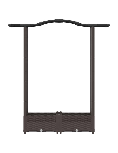 Letto Rialzato con Griglia e Tetto Marrone 124 x 40 x 125 cm PP