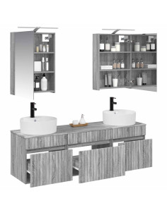 Set di Armadi da Bagno 5 pcs Sonoma grigio 50 x 14,5 x 70 cm 2