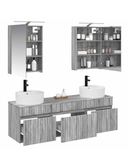 Set di Armadi da Bagno 5 pcs Sonoma grigio 50 x 14,5 x 70 cm