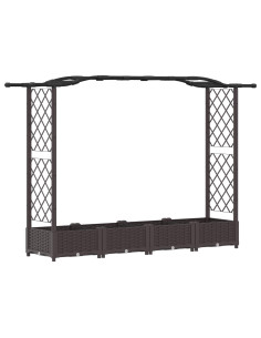 Letto Rialzato con Griglia e Tetto Marrone 207 x 40 x 126 cm PP 2