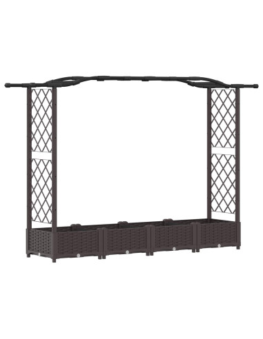 Letto Rialzato con Griglia e Tetto Marrone 207 x 40 x 126 cm PP