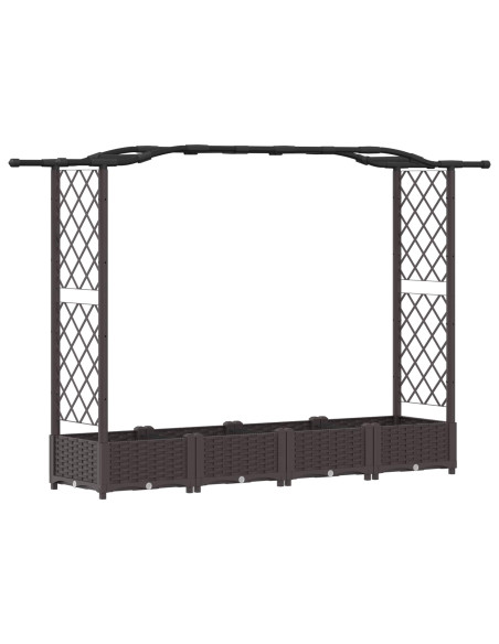 Letto Rialzato con Griglia e Tetto Marrone 207 x 40 x 126 cm PP