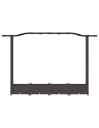 Letto Rialzato con Griglia e Tetto Marrone 207 x 40 x 126 cm PP