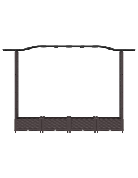 Letto Rialzato con Griglia e Tetto Marrone 207 x 40 x 126 cm PP