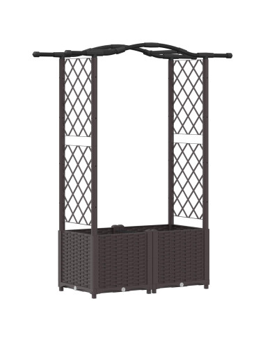 Letto Rialzato con Griglia e Tetto Marrone 125 x 40 x 138 cm PP