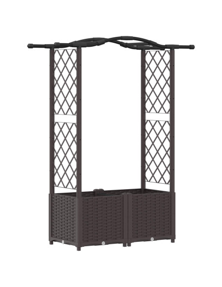 Letto Rialzato con Griglia e Tetto Marrone 125 x 40 x 138 cm PP