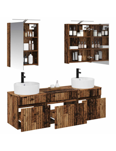 Set di Armadi da Bagno 5 pcs Legno antico 50 x 14,5 x 70 cm