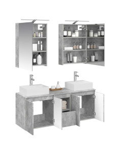 Set di Armadi da Bagno 5 pcs Grigio Cemento 2