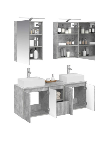 Set di Armadi da Bagno 5 pcs Grigio Cemento