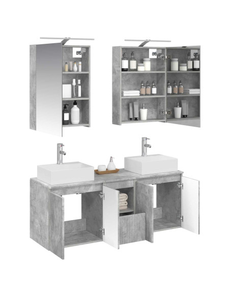 Set di Armadi da Bagno 5 pcs Grigio Cemento