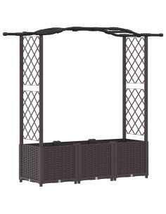 Letto Rialzato con Griglia e Tetto Marrone 164 x 40 x 142 cm PP 2