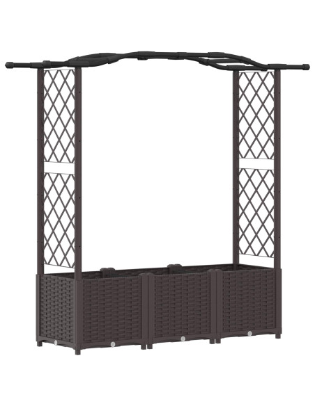 Letto Rialzato con Griglia e Tetto Marrone 164 x 40 x 142 cm PP