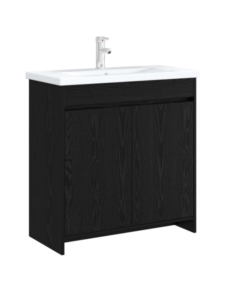 Mobiletto da Bagno Sotto Lavabo Rovere Nero 78,5 x 37,5 x 81 cm