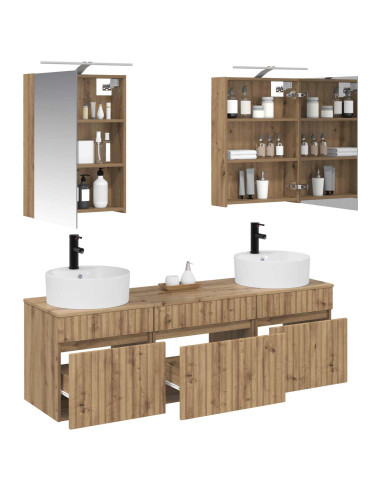 Set di Armadi da Bagno 5 pcs Rovere Artigianale