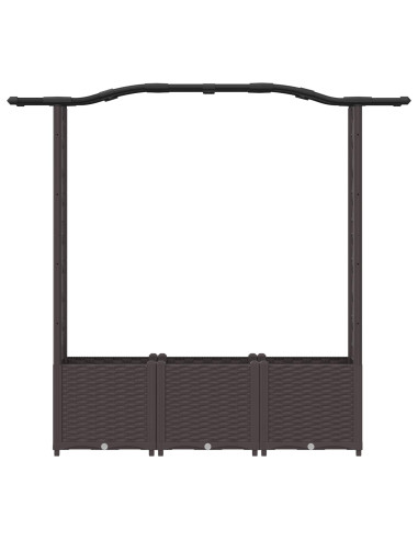 Letto Rialzato con Griglia e Tetto Marrone 164 x 40 x 142 cm PP