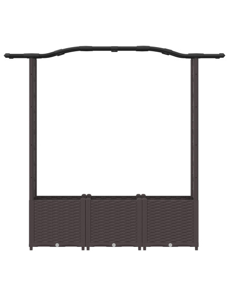 Letto Rialzato con Griglia e Tetto Marrone 164 x 40 x 142 cm PP
