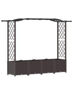 Letto Rialzato con Griglia e Tetto Marrone 204 x 40 x 141 cm PP 2