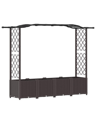 Letto Rialzato con Griglia e Tetto Marrone 204 x 40 x 141 cm PP