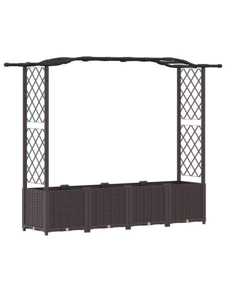 Letto Rialzato con Griglia e Tetto Marrone 204 x 40 x 141 cm PP