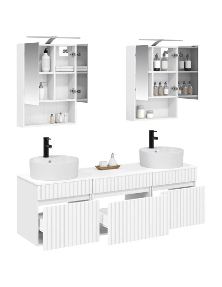 Set di Armadi da Bagno 5 pcs Bianco 50 x 14,5 x 70 cm