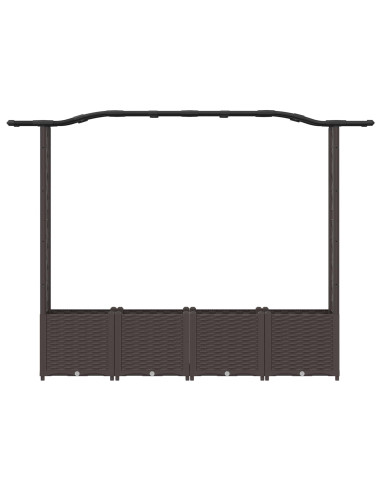 Letto Rialzato con Griglia e Tetto Marrone 204 x 40 x 141 cm PP