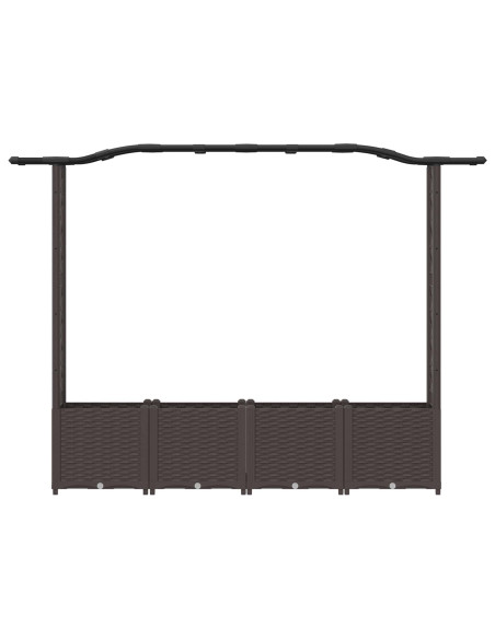 Letto Rialzato con Griglia e Tetto Marrone 204 x 40 x 141 cm PP