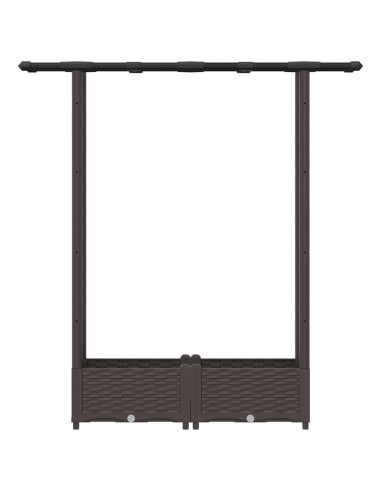 Letto Rialzato con Griglia e Tetto Marrone 122,5 x 40 x 123 cm