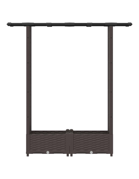 Letto Rialzato con Griglia e Tetto Marrone 122,5 x 40 x 123 cm