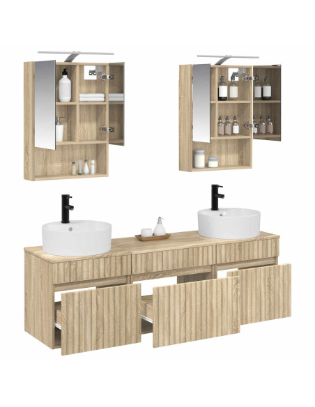 Set di Armadi da Bagno 5 pcs Rovere Sonoma 50 x 14,5 x 70 cm