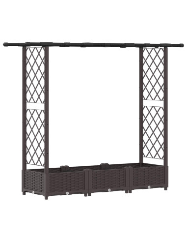 Letto Rialzato con Griglia e Tetto Marrone 164 x 40 x 123 cm PP