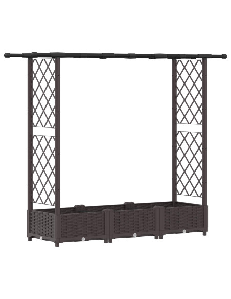 Letto Rialzato con Griglia e Tetto Marrone 164 x 40 x 123 cm PP