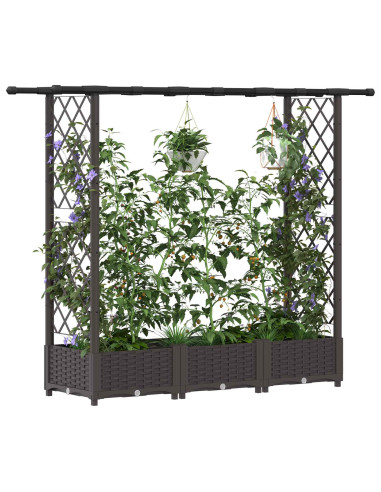 Letto Rialzato con Griglia e Tetto Marrone 164 x 40 x 123 cm PP