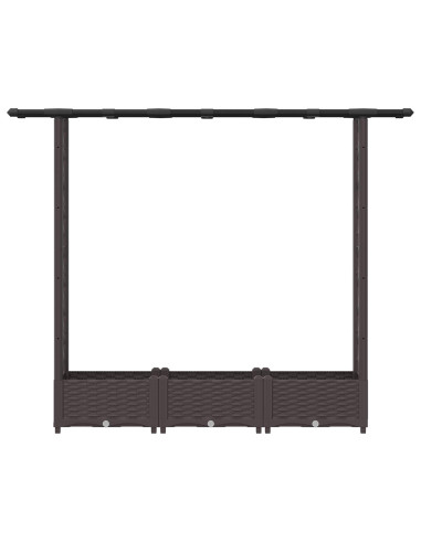 Letto Rialzato con Griglia e Tetto Marrone 164 x 40 x 123 cm PP