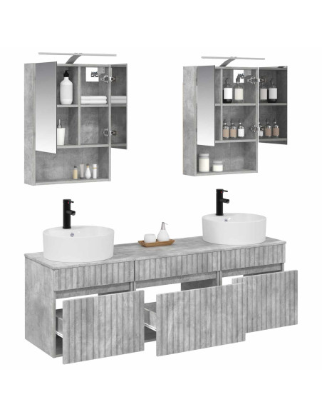 Set di Armadi da Bagno 5 pcs Grigio Cemento 50 x 14,5 x 70 cm