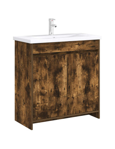 Mobiletto da Bagno Sotto Lavabo Rovere Fumo 78,5 x 37,5 x 81 cm