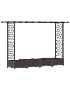 Letto Rialzato con Griglia e Tetto Marrone 203 x 40 x 123 cm PP 2