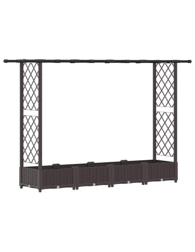 Letto Rialzato con Griglia e Tetto Marrone 203 x 40 x 123 cm PP