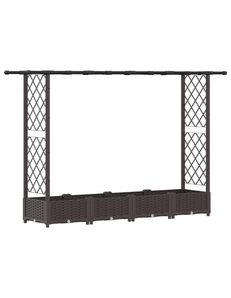 Letto Rialzato con Griglia e Tetto Marrone 203 x 40 x 123 cm PP