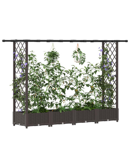 Letto Rialzato con Griglia e Tetto Marrone 203 x 40 x 123 cm PP