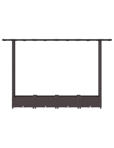 Letto Rialzato con Griglia e Tetto Marrone 203 x 40 x 123 cm PP
