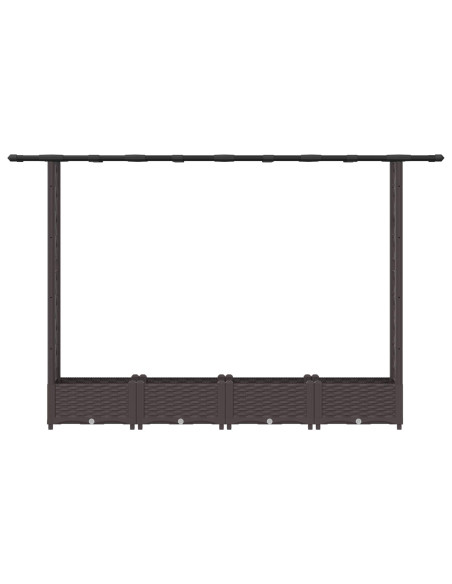 Letto Rialzato con Griglia e Tetto Marrone 203 x 40 x 123 cm PP