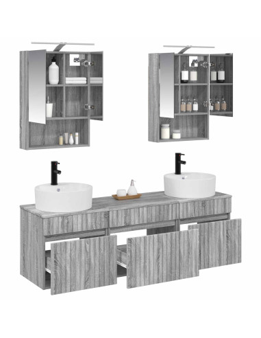 Set di Armadi da Bagno 5 pcs Sonoma grigio 50 x 14,5 x 70 cm