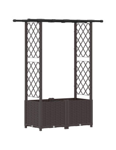 Letto Rialzato con Griglia e Tetto Marrone 124,5 x 40 x 138 cm 2