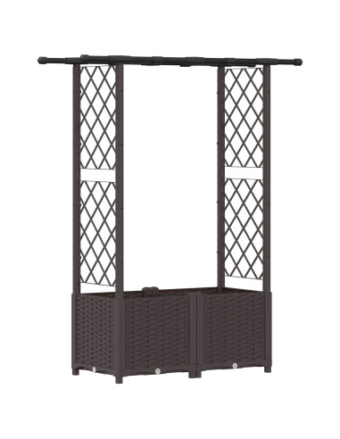 Letto Rialzato con Griglia e Tetto Marrone 124,5 x 40 x 138 cm
