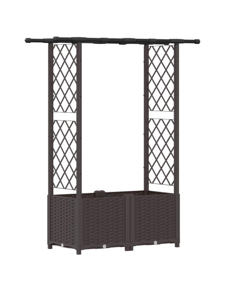 Letto Rialzato con Griglia e Tetto Marrone 124,5 x 40 x 138 cm