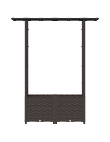 Letto Rialzato con Griglia e Tetto Marrone 124,5 x 40 x 138 cm